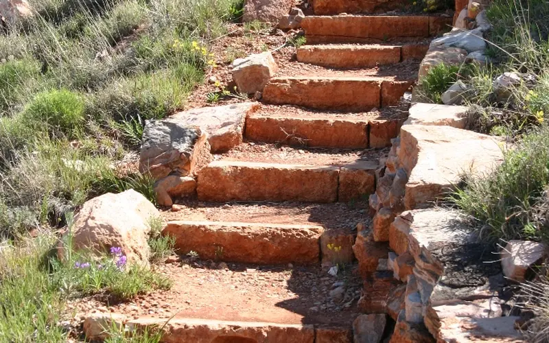 Stair steps up the Alibates Flint Quarries Trail.