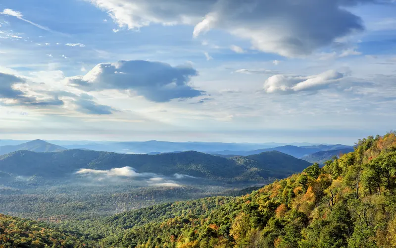 Mountain vista and clouds on the Blue Ridge Parkway