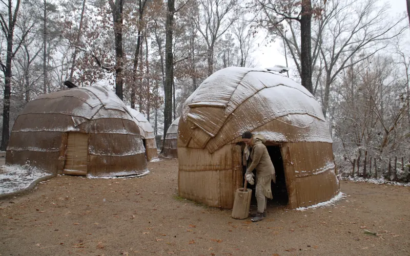 A re-created American Indian town.