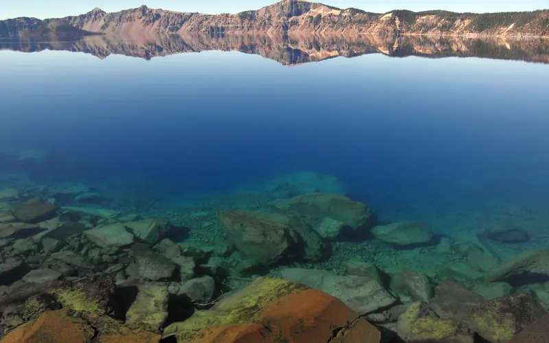 a view of Crater Lake from the lakeshore