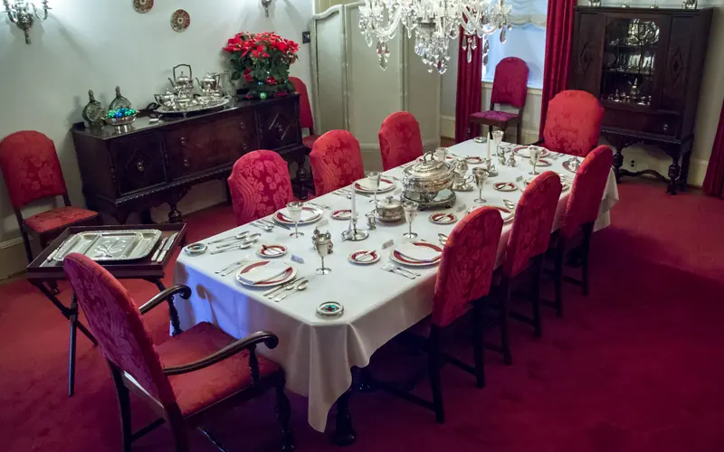 The Eisenhower dining room decorated for the holidays