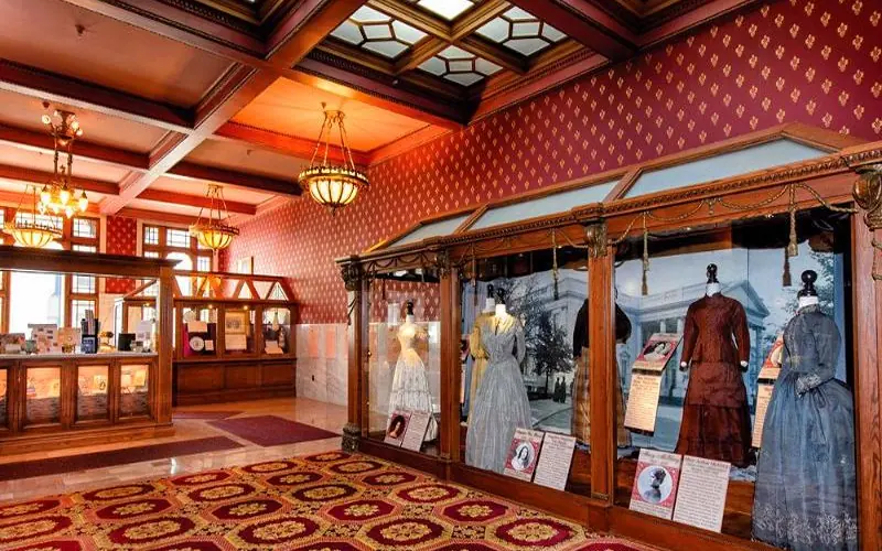 Historic gowns in the education center.