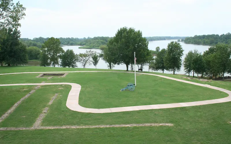 Foundations of first Fort Smith and Arkansas River