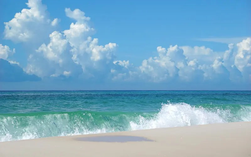 White sand and green water