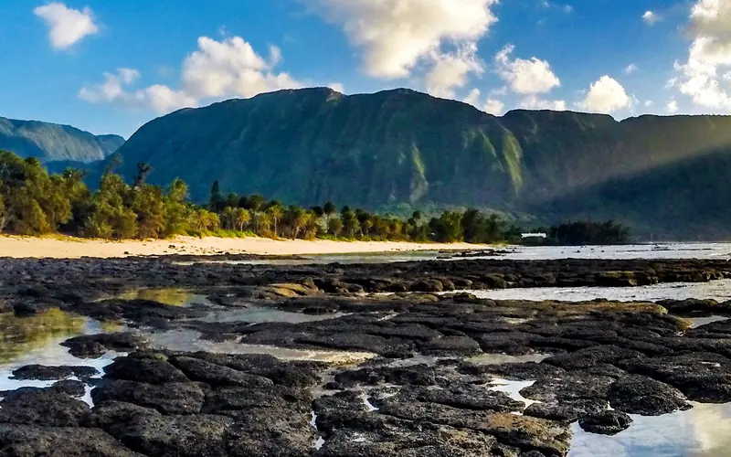 View of pali (sea cliffs) on the north shore of Molokai
