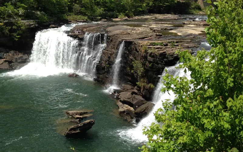 Little River Falls in the Spring, located on AL Hwy 35