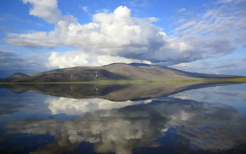 mountain refection on calm lake