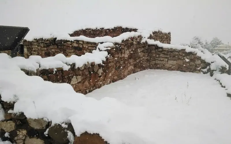4 foot masonry walls covered in snow