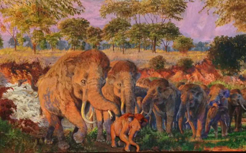 Painting of Mammoth nursery herd
